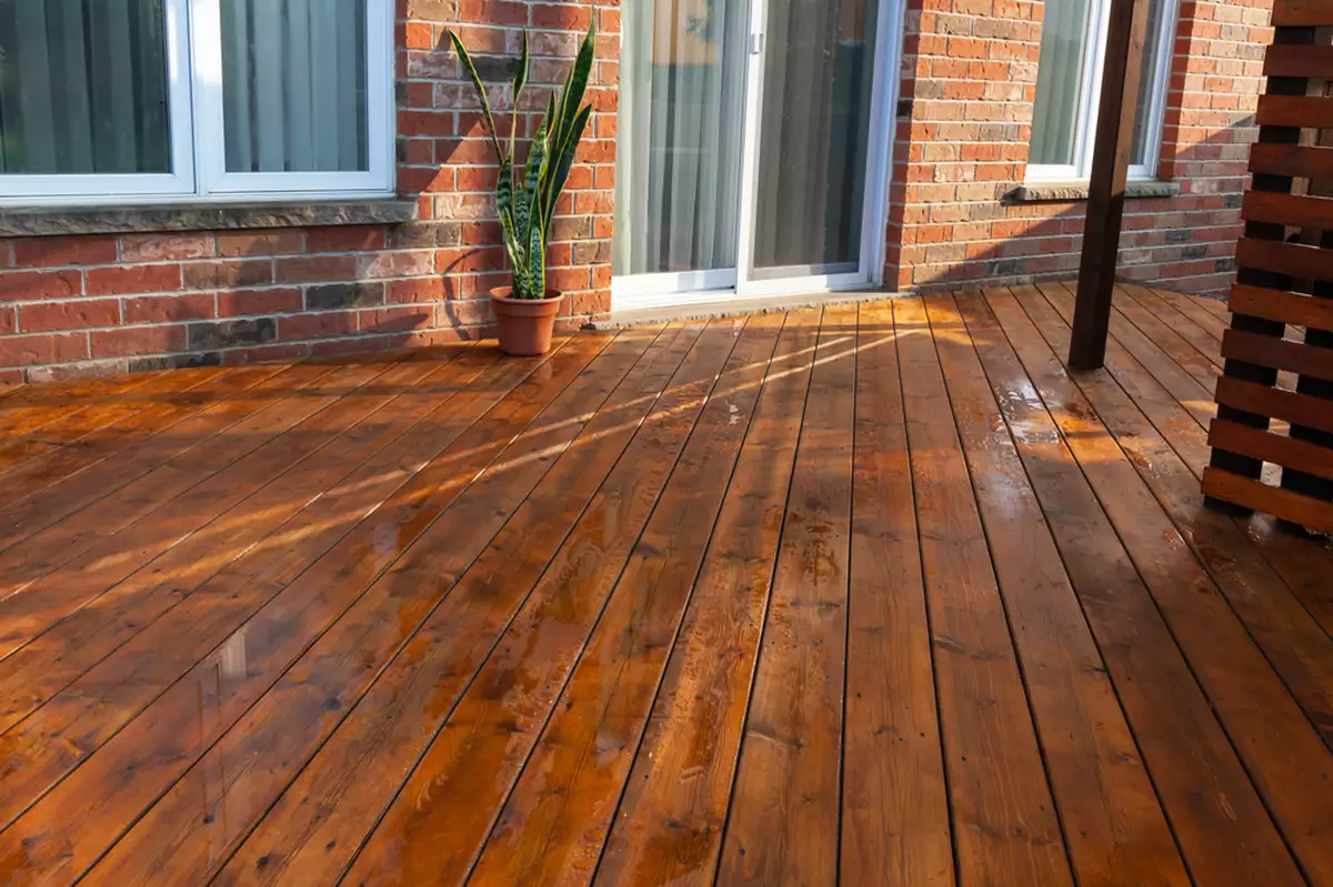 A reclaimed wood deck.